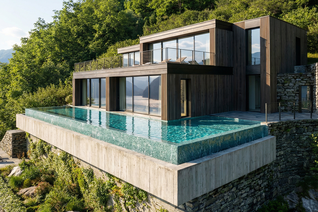 Finished modern villa above Lake Como, the completed home an off-plan buyer is promised before any completion guarantee is ever tested