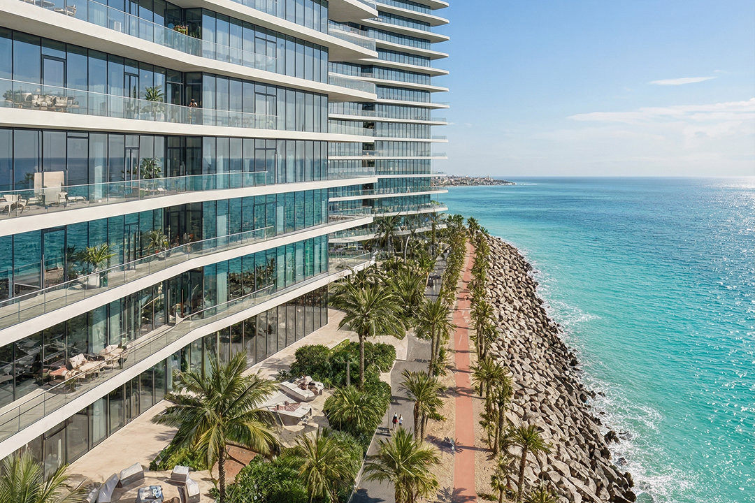 Branded residential tower at Al Marjan, illustrating the secondary-market test of the brand premium